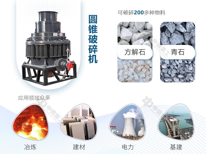 圓錐破能處理多種物料，且應(yīng)用領(lǐng)域廣泛